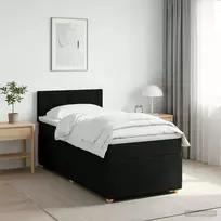 Spyruoklinė lova su čiužiniu Juoda 90 x 190 cm Audinys