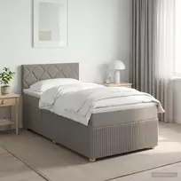 Spyruoklinė lova su čiužiniu Taupe 90 x 190 cm Audinys