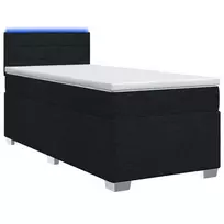 Lova su čiužiniu ir LED apšvietimu Juoda 80 x 200 cm Audinys