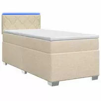 Lova su čiužiniu ir LED apšvietimu Kreminė 80 x 200 cm Audinys