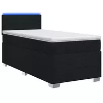 Lova su čiužiniu ir LED apšvietimu Juoda 100 x 200 cm Audinys