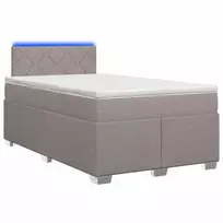 Lova su čiužiniu ir LED apšvietimu Taupe 120 x 190 cm Audinys