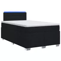 Lova su čiužiniu ir LED apšvietimu Juoda 120 x 200 cm Audinys