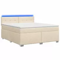 Lova su čiužiniu ir LED apšvietimu Kreminė 140 x 190 cm Audinys