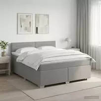 Lova su čiužiniu ir LED apšvietimu Šviesiai pilka 140 x 200 cm