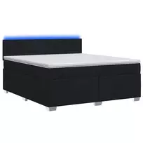 Lova su čiužiniu ir LED apšvietimu Juoda 140 x 200 cm Audinys