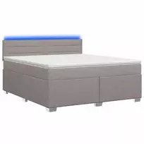 Lova su čiužiniu ir LED apšvietimu Taupe 140 x 200 cm Audinys
