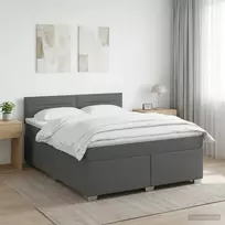 Lova su čiužiniu ir LED apšvietimu Tamsiai pilka 160 x 200 cm