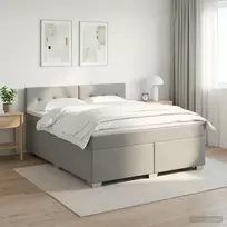 Lova su čiužiniu ir LED apšvietimu Šviesiai pilka 160 x 200 cm