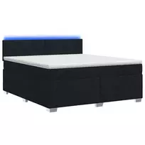 Lova su čiužiniu ir LED apšvietimu Juoda 180 x 200 cm Audinys