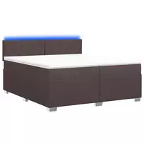 Lova su čiužiniu ir LED apšvietimu Tamsiai rudas 200 x 200 cm