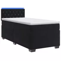 Lova su čiužiniu ir LED apšvietimu Juoda 80 x 200 cm Aksomas