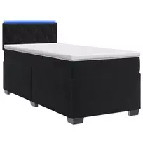 Lova su čiužiniu ir LED apšvietimu Juoda 100 x 200 cm Aksomas