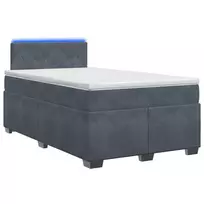 Lova su čiužiniu ir LED apšvietimu Tamsiai pilka 120 x 190 cm