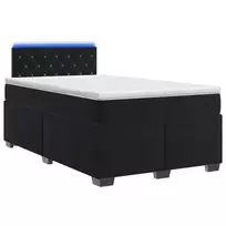 Lova su čiužiniu ir LED apšvietimu Juoda 120 x 190 cm Aksomas