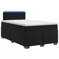 Lova su čiužiniu ir LED apšvietimu Juoda 120 x 190 cm Aksomas