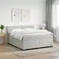 Lova su čiužiniu ir LED apšvietimu Šviesiai pilka 140 x 200 cm