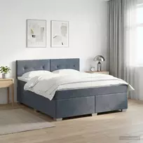 Lova su čiužiniu ir LED apšvietimu Tamsiai pilka 140 x 200 cm