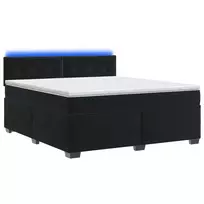 Lova su čiužiniu ir LED apšvietimu Juoda 140 x 200 cm Aksomas
