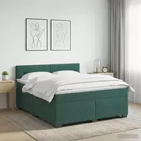 Lova su čiužiniu ir LED apšvietimu Tamsiai žalia 140 x 200 cm