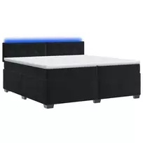 Lova su čiužiniu ir LED apšvietimu Juoda 200 x 200 cm Aksomas