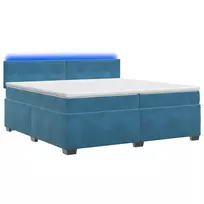 Lova su čiužiniu ir LED apšvietimu Mėlyna 200 x 200 cm Aksomas