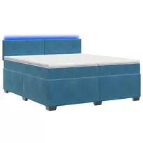 Lova su čiužiniu ir LED apšvietimu Mėlyna 200 x 200 cm Aksomas
