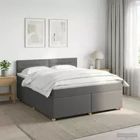 Spyruoklinė lova su čiužiniu Tamsiai pilka 140 x 200 cm Audinys