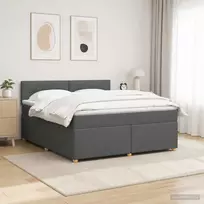 Spyruoklinė lova su čiužiniu Tamsiai pilka 160 x 200 cm Audinys