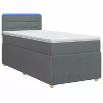 Spyruoklinė lova su čiužiniu Tamsiai pilka 80 x 200 cm Audinys