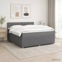 Spyruoklinė lova su čiužiniu Tamsiai pilka 160 x 200 cm Audinys