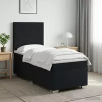 Spyruoklinė lova su čiužiniu Juoda 80 x 200 cm Audinys