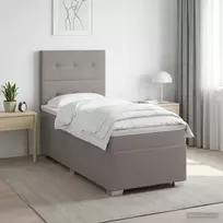 Spyruoklinė lova su čiužiniu Taupe 80 x 200 cm Audinys