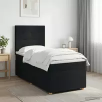 Spyruoklinė lova su čiužiniu Juoda 80 x 200 cm Audinys