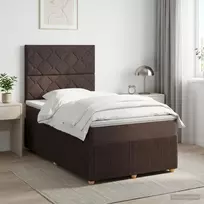 Spyruoklinė lova su čiužiniu Tamsiai rudas 120 x 190 cm Audinys
