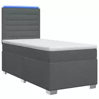 Lova su čiužiniu ir LED apšvietimu Tamsiai pilka 90 x 190 cm