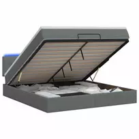 Otmana lova su matracsu ir LED Tamsiai pilka 140 x 190 cm