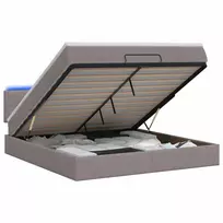 Otmana lova su matracsu ir LED Taupe 140 x 190 cm Audinys