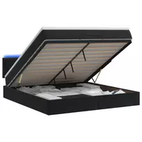 Otmana lova su matracsu ir LED Juoda 140 x 200 cm Aksomas