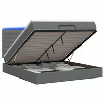 Otmana lova su matracsu ir LED Tamsiai pilka 140 x 190 cm
