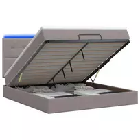 Otmana lova su matracsu ir LED Taupe 140 x 200 cm Audinys