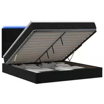 Otmana lova su matracsu ir LED Juoda 140 x 200 cm Aksomas