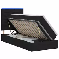 LED saugojimo lova su čiužiniu Juoda 90 x 190 cm Audinys