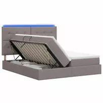LED saugojimo lova su čiužiniu Taupe 180 x 200 cm Audinys