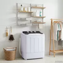 Mini skalbimo mašina su dviguba vonia 3,6 kg Juoda ir Balta