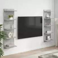Sieninė lentyna 2 vnt. Betono pilka 30 x 15 x 100 cm