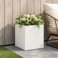 Sodo vazonas Balta 35 x 35 x 35 cm Šaltai valcuotas plienas