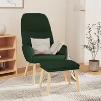 Poilsio kėdė su taburete, tamsiai žalios spalvos, audinys