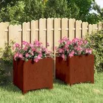 Loveliai su kojelėm, 2vnt., rūdžių, 30x30x30cm, Corten plienas