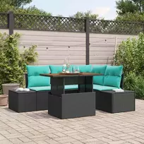 Sodo Sofa Rinkinys 5 vnt. Juoda Sintetinis ratanas